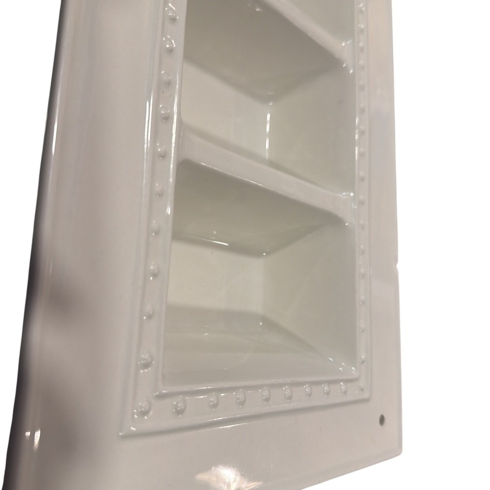 Napa Home & Garden White Ceramic 3 Compartment Beaded Serving Tray 14x8.5 - Picture 3 of 7
